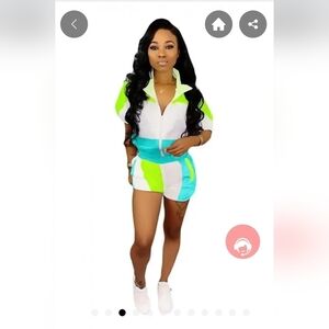 New NYLON 2 PIECE SHORT SET PLUS SIZE 1XL-2XL